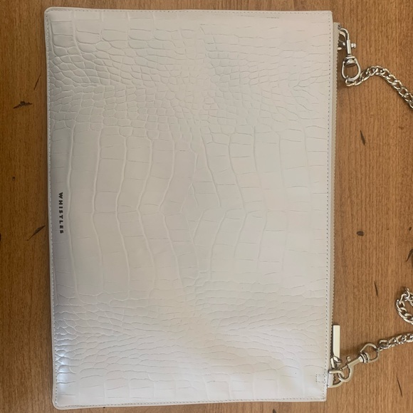 Whistles Matte Croc Embossed Clutch | White - Picture 2 of 3